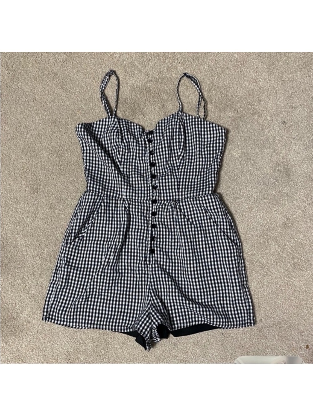 Sky and Sparrow Black and White Gingham Romper